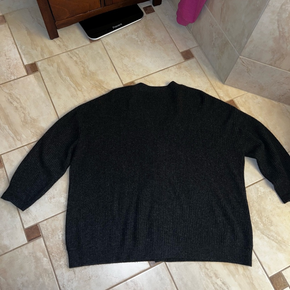 Jenni Kayne Cotton Cocoon Black Oversized Cardigan 2X - Picture 3 of 3